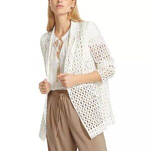 Marc Cain - Open-Front White Mesh-Lace Blazer